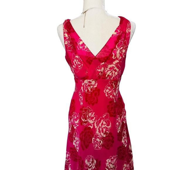 Ann Taylor Dress Sz 8 M Babydoll Silk Carnation Floral Y2K 90s Fairy Cottagecore - Picture 3 of 10